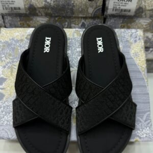 DR CROSS STRIP SLIDES - BLACK